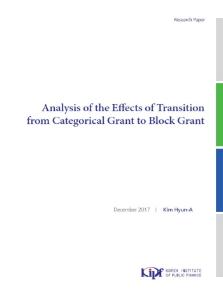 Analysis of the Effects of Transitionfrom Categorical Grant to Block Grant cover image